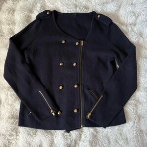 Ann Taylor Navy Asymmetrical Utility Jacket
